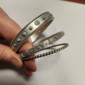 Set of 3 Silver Tones Chicos branded bangle bracelets jb